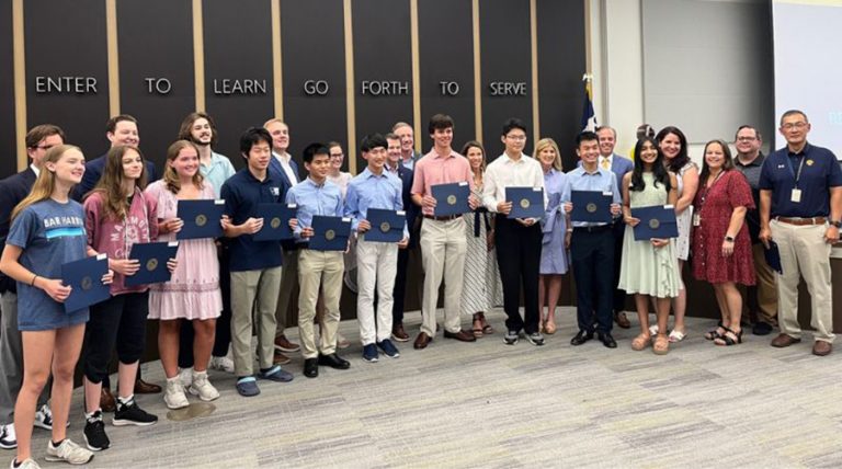 HPISD's Board of Trustees recognized high-schoolers who placed in last spring's state University Interscholastic League competitions for science, math, social studies, and journalism. PHOTO: Sarah Hodges