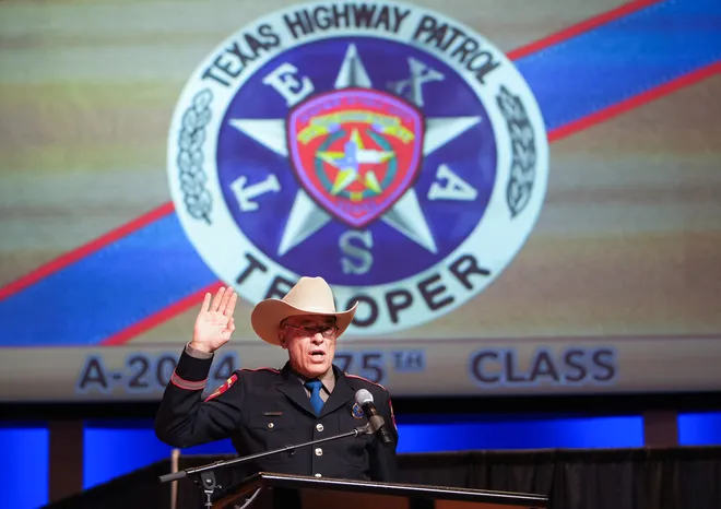 Steve McCraw, Director of the Texas Department of Public Safety, administered the oath of office to the 175th Trooper Training Class during graduation on Friday, August 23, 2024. McCraw, announced his retirement after 15 years during a graduation ceremony at Great Hill Baptist Church in Northwest Austin with Gov. Greg Abbott was in attendance. Abbot was the keynote speaker at the event. Ricardo B. Brazziell / American-Statesman