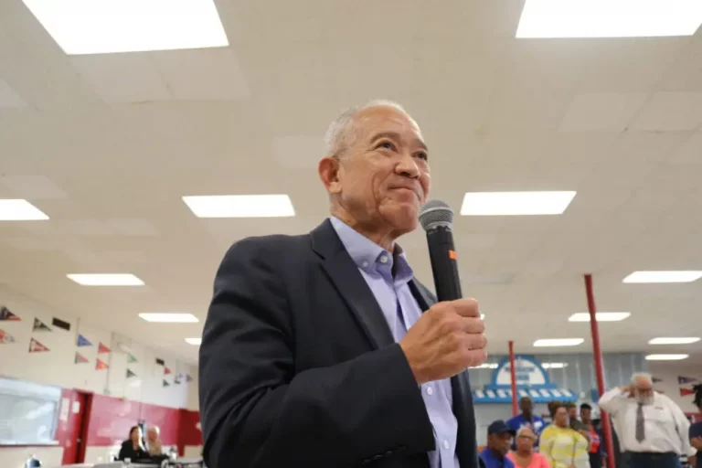 Superintendent Mike Miles at a family event in August 2023. Many parents and teachers have criticized Miles’ changes to HISD in the past two months. / Dominic Anthony Walsh / Houston Public Media