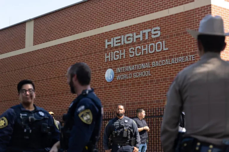 FILE: Law enforcement responded to an unfounded active shooter call at Heights High School on September 13, 2022. / Lucio Vasquez / Houston Public Media