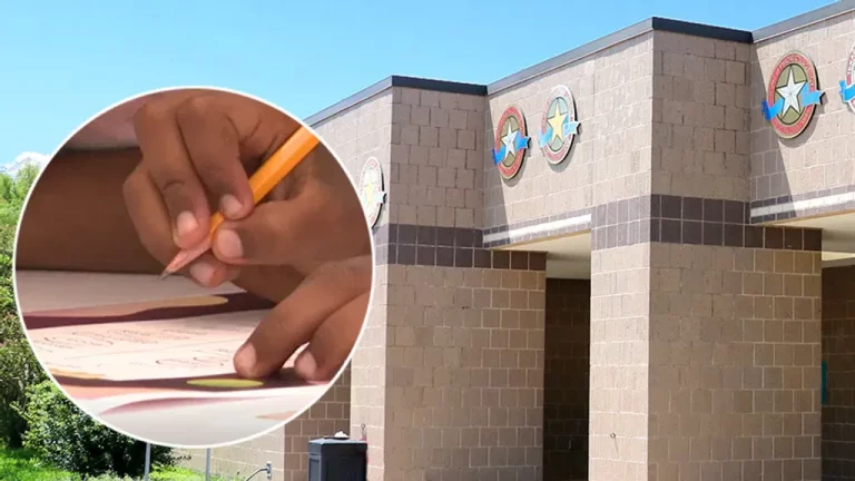 Student doing homework (WSYX) and school in Corpus Christi ISD (Corpus Christi ISD).