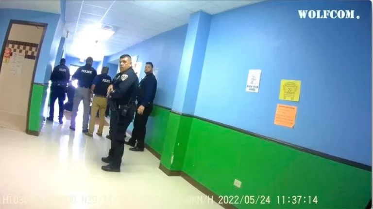 This image provided by the city of Uvalde, Texas shows police body camera video of authorities responding to the shooting at Robb Elementary School in Uvalde, Texas, on May, 24, 2022. / Uncredited - hogp, ASSOCIATED PRESS