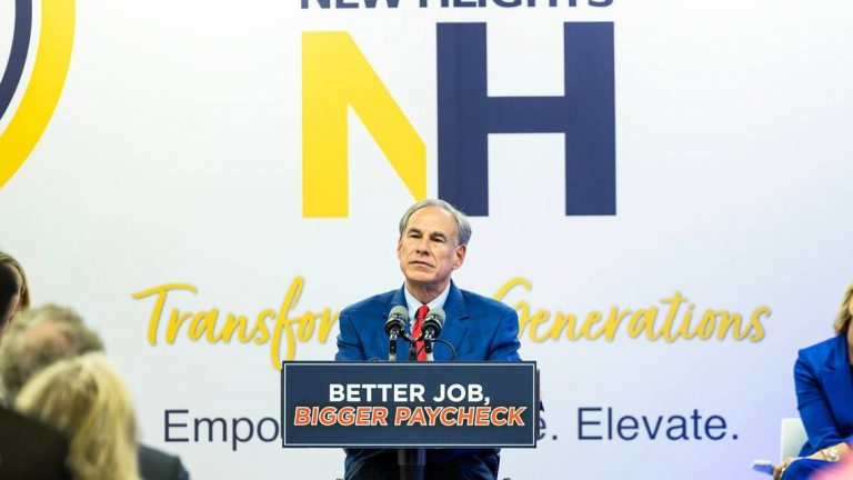 Texas State Governor Greg Abbott speaks to the attendees gathered for the grand opening ceremony of the New Heights Adult High School at the Tarrant County College Opportunity Campus in Fort Worth on Wednesday, Sept. 25, 2024. New Heights is the first dual enrollment adult high school in Texas. Chris Torres ctorres@star-telegram.com