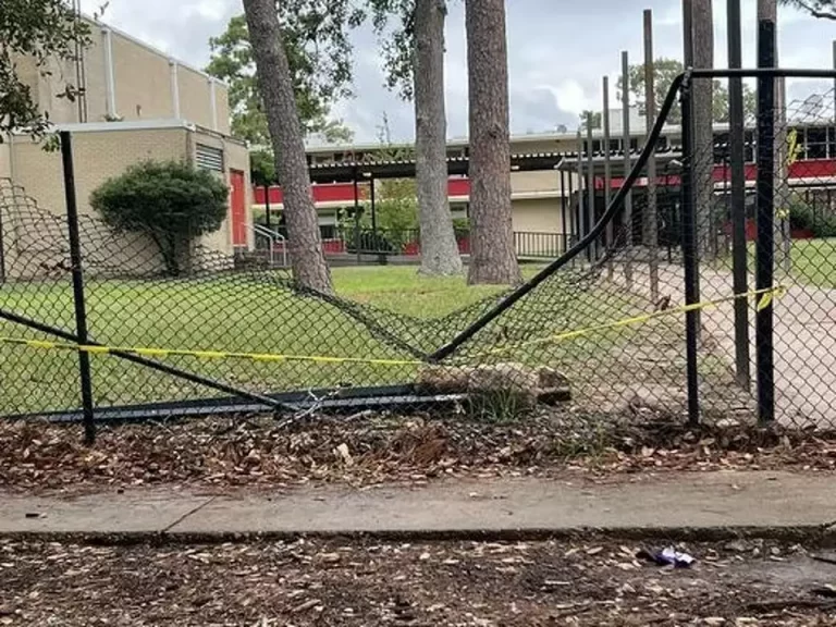 Parents at Frank Black Middle School in the Heights are concerned the broken fence opens the campus to a possible school shooter attack. Credit: Kim Ludlow